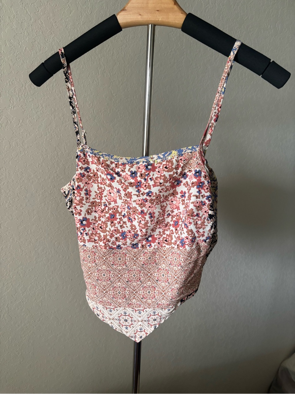 Altar’d State Coquette Patchwork Floral Bandana Tank Tie Back Boho Womens XS